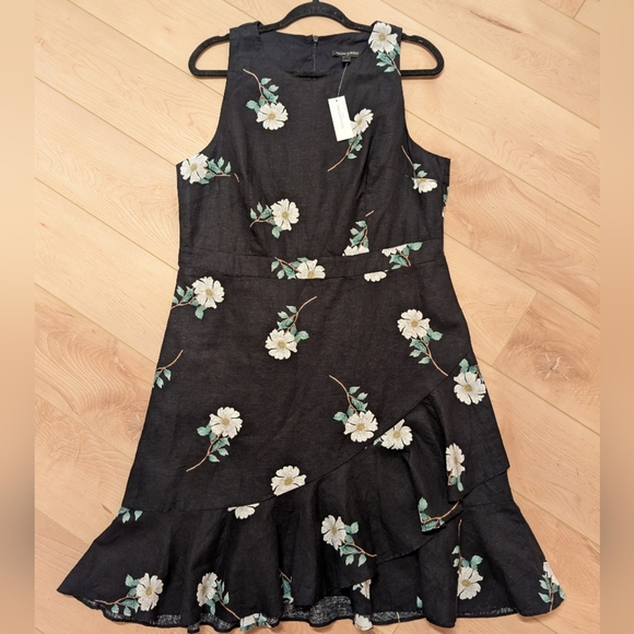 116.Nwt Banana Republic Floral Black Sleeveless Dress - Picture 1 of 3